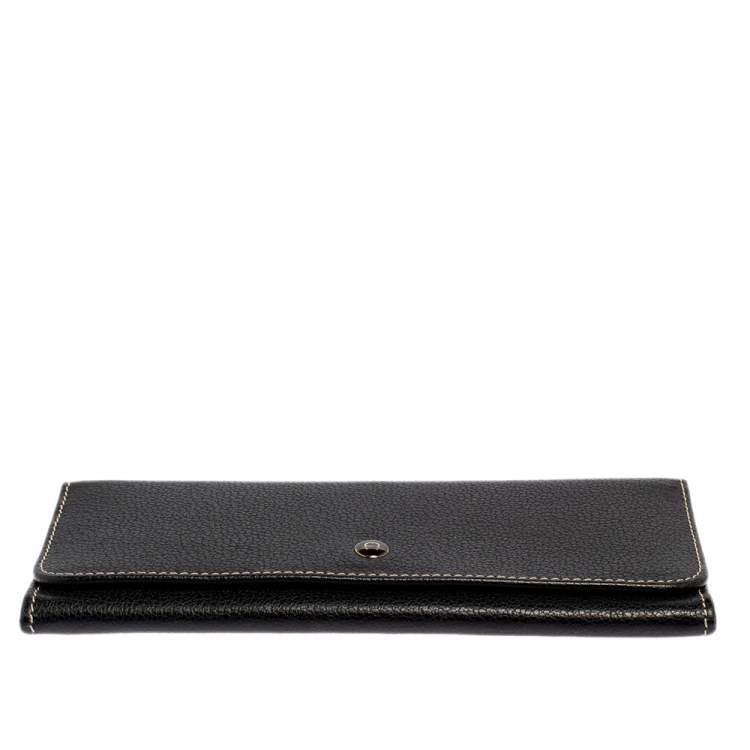 Pre Owned Aigner Black Leather Flap Continental Wallet