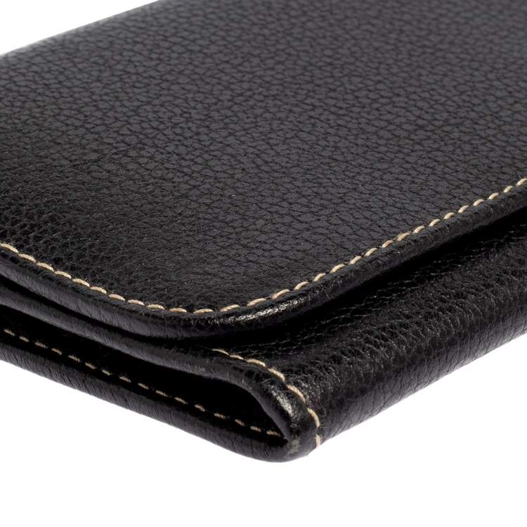 Pre Owned Aigner Black Leather Flap Continental Wallet