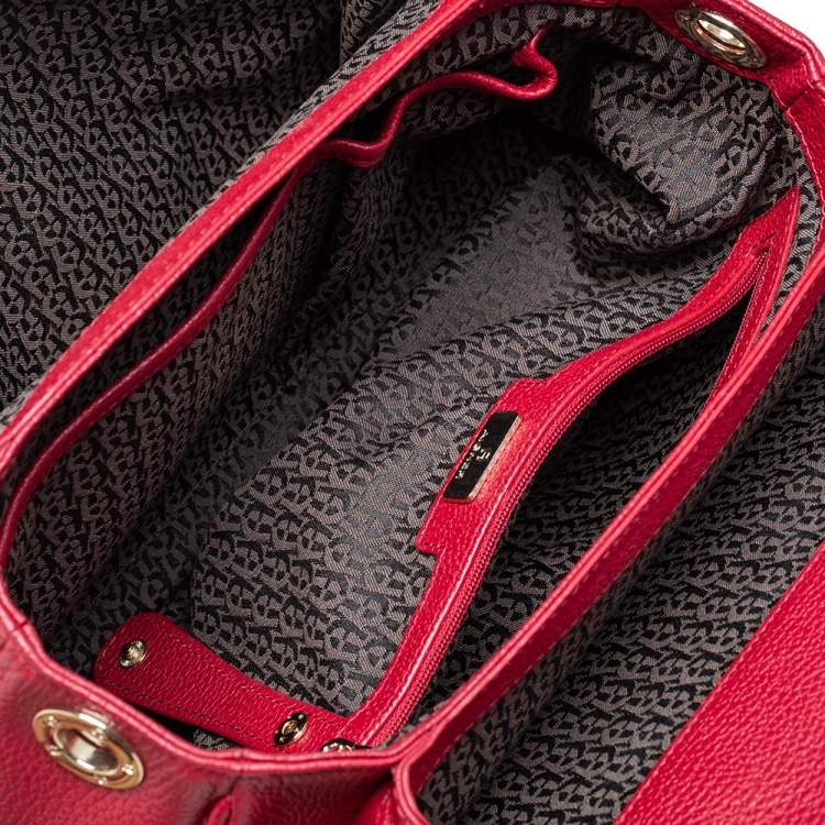 Pre Owned Aigner Red Leather Genevova M Top Handle Bag
