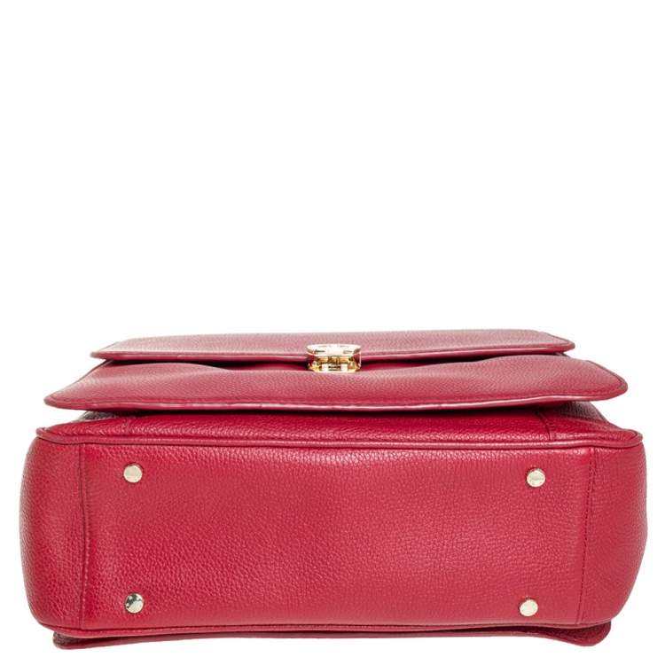 Pre Owned Aigner Red Leather Genevova M Top Handle Bag