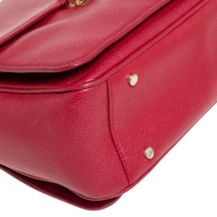Pre Owned Aigner Red Leather Genevova M Top Handle Bag