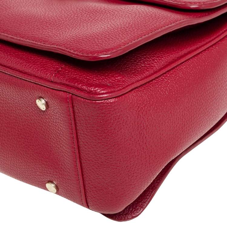 Pre Owned Aigner Red Leather Genevova M Top Handle Bag