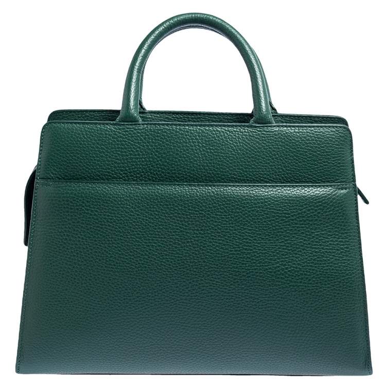 Pre Owned Aigner Green Grained Leather Cybill Tote