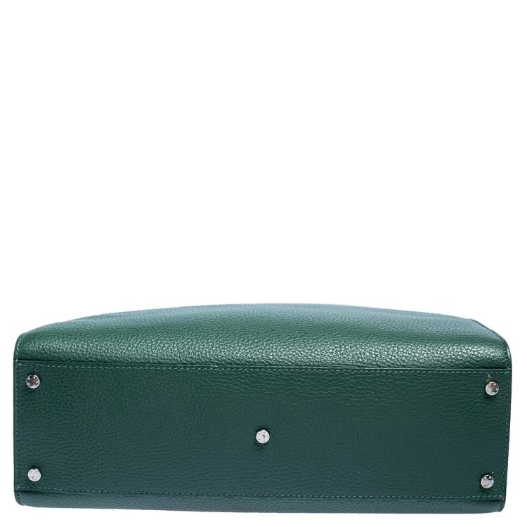 Pre Owned Aigner Green Grained Leather Cybill Tote