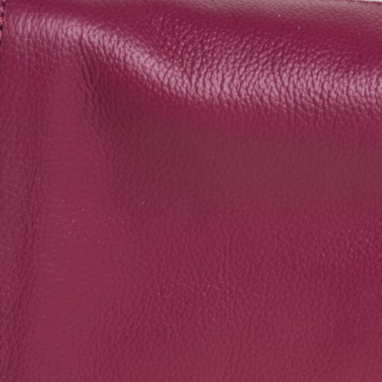 Pre Owned Aigner Fuchsia Leather Fold Over Clutch Bag