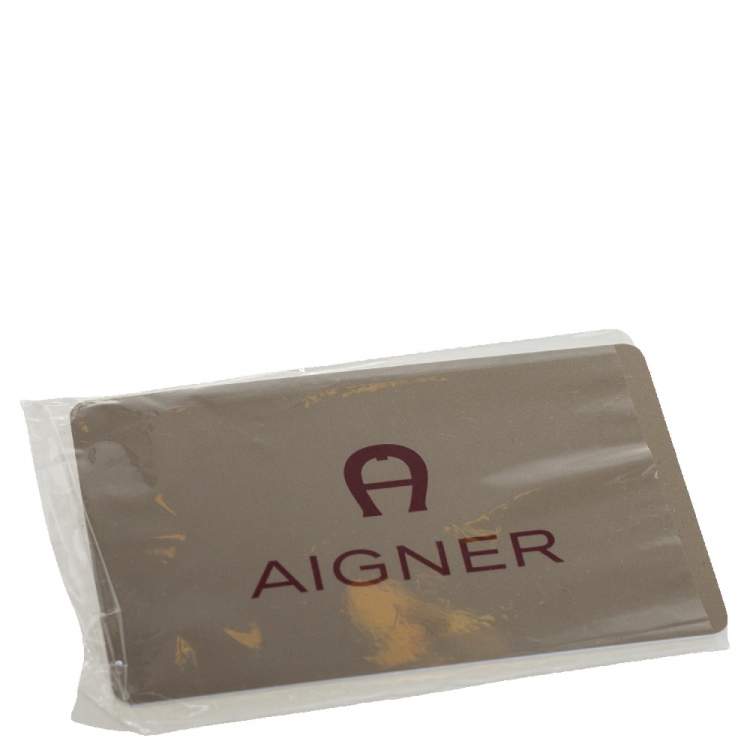 Pre Owned Aigner Fuchsia Leather Fold Over Clutch Bag