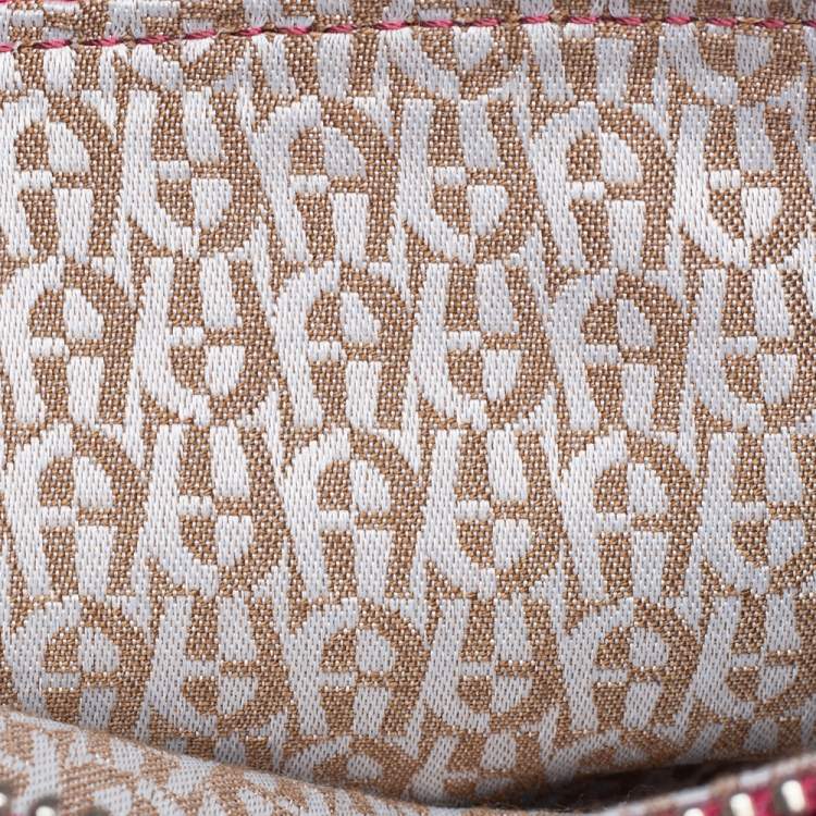 Pre Owned Aigner Fuchsia Leather Fold Over Clutch Bag