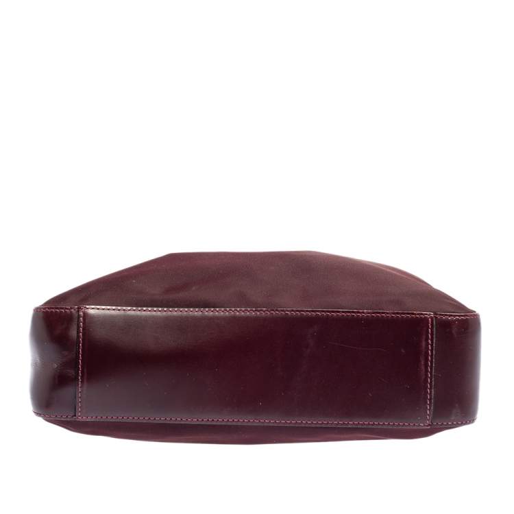 Pre Owned Aigner Burgundy Nylon and Leather Logo Lock Shoulder Bag