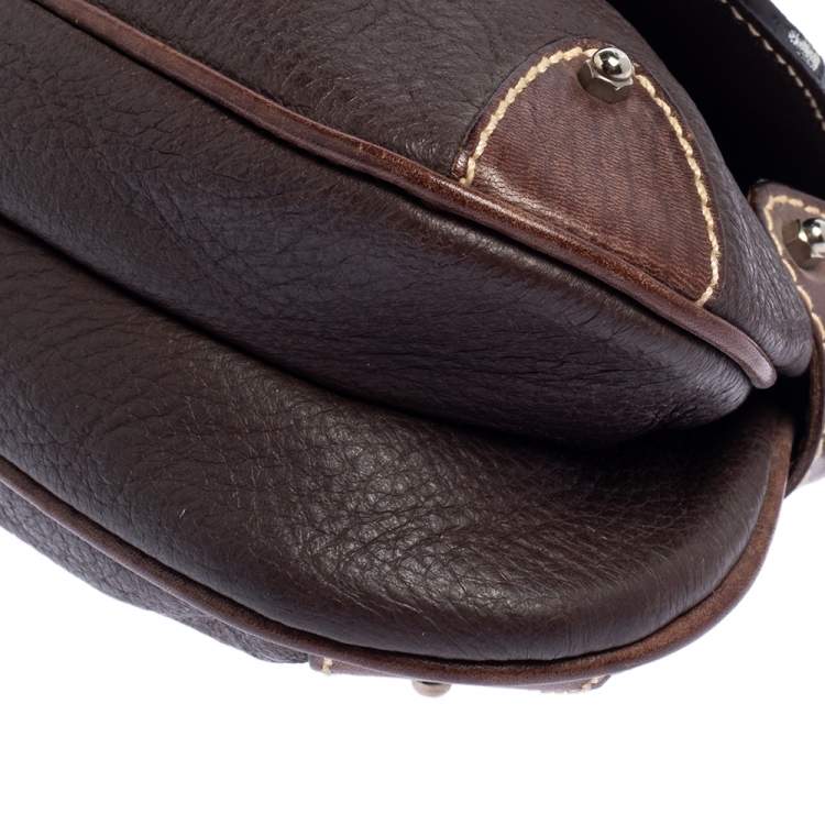 Pre Owned Aigner Brown Leather Flap Hobo