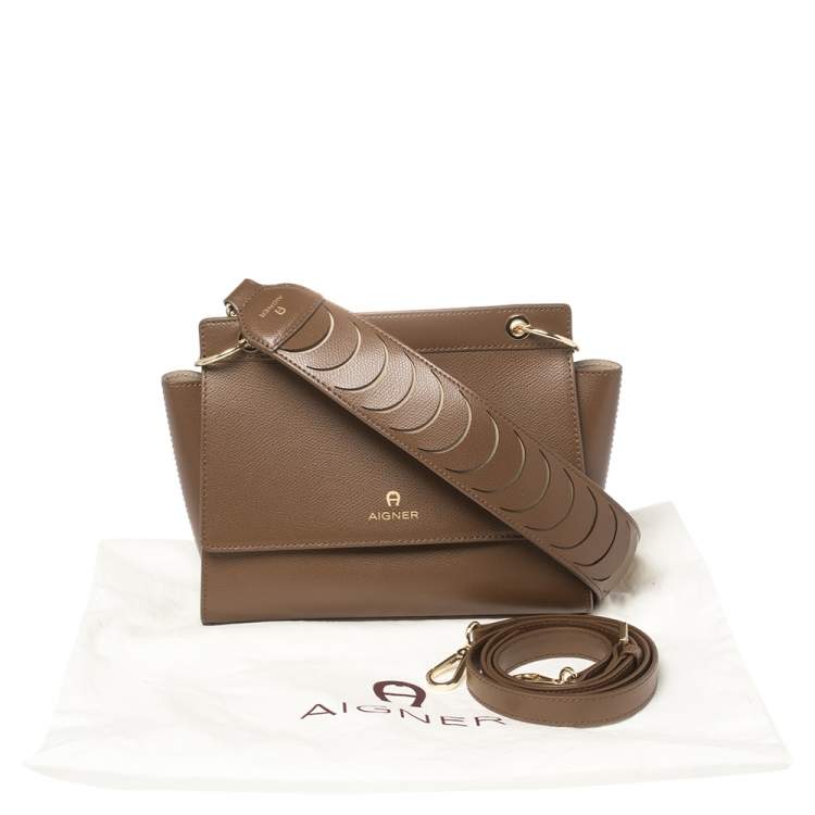 مملوكة مسبقًا Aigner Brown Leather Flap Shoulder Bag