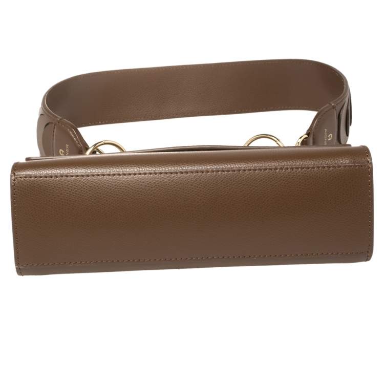 مملوكة مسبقًا Aigner Brown Leather Flap Shoulder Bag