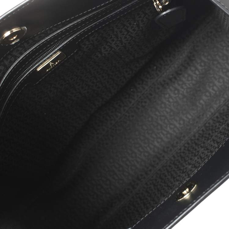 Pre Owned Aigner Black Signature Embossed Leather Cavallina Tote