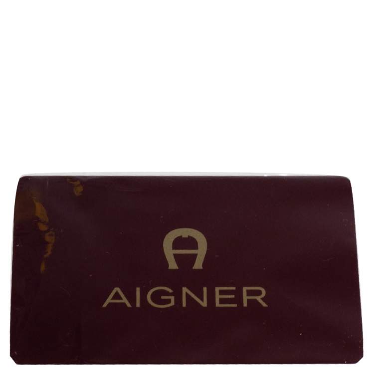 Pre Owned Aigner Brown/Gold Signature Coated Canvas and Leather Flap Shoulder Bag