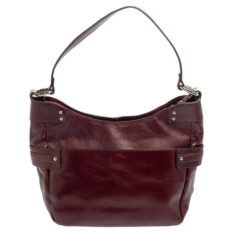 Pre Owned Aigner Burgundy Leather Hobo