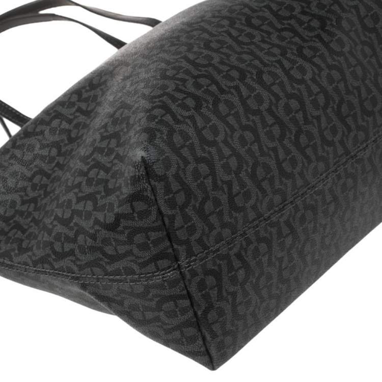 Pre Owned Aigner Black Signature Coated Canvas and Leather Tote