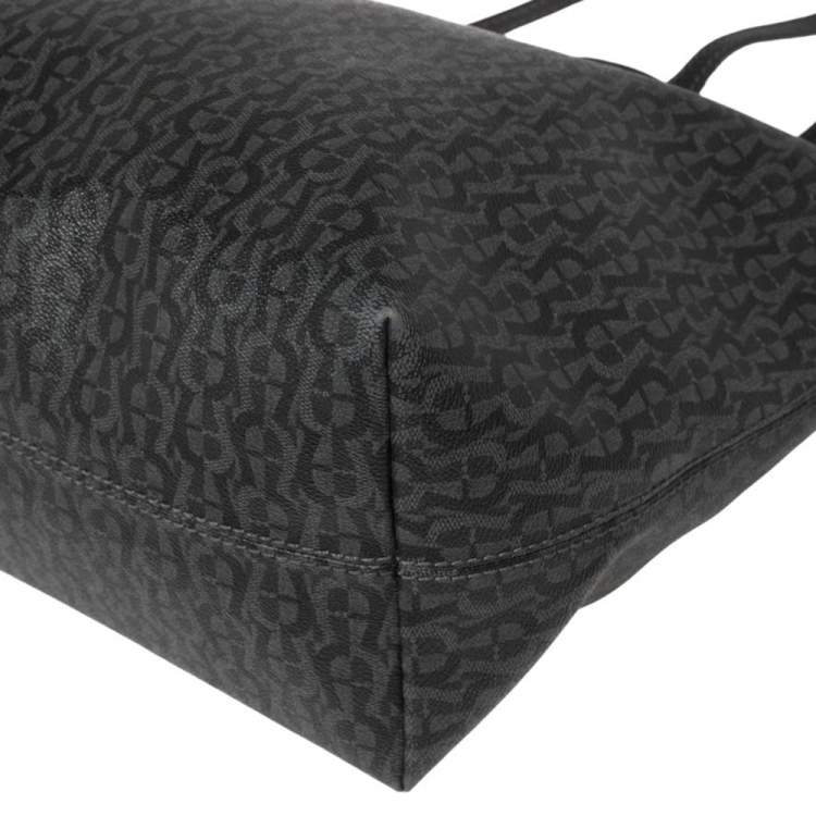 Pre Owned Aigner Black Signature Coated Canvas and Leather Tote