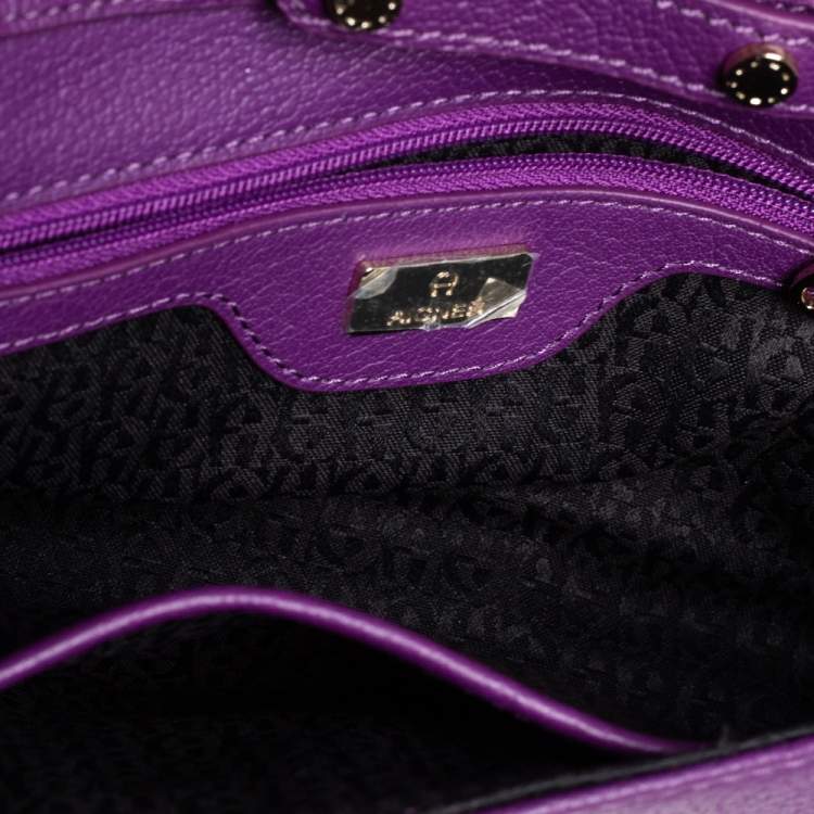 Pre Owned Aigner Purple Leather  Cavallina Flap Shoulder Bag