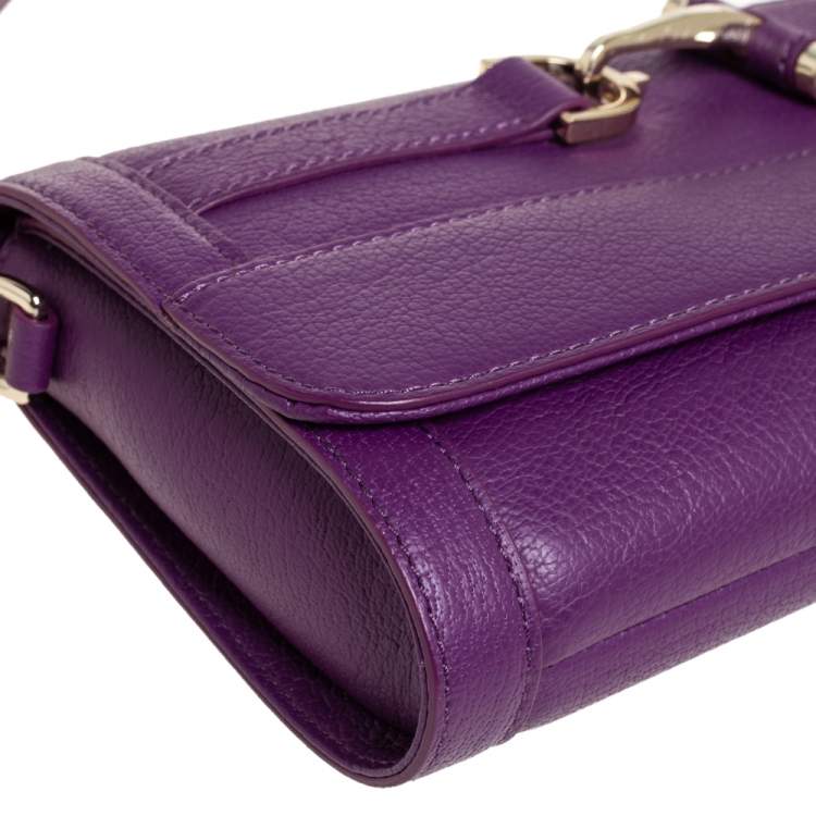 Pre Owned Aigner Purple Leather  Cavallina Flap Shoulder Bag