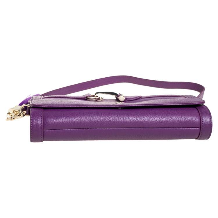 Pre Owned Aigner Purple Leather  Cavallina Flap Shoulder Bag