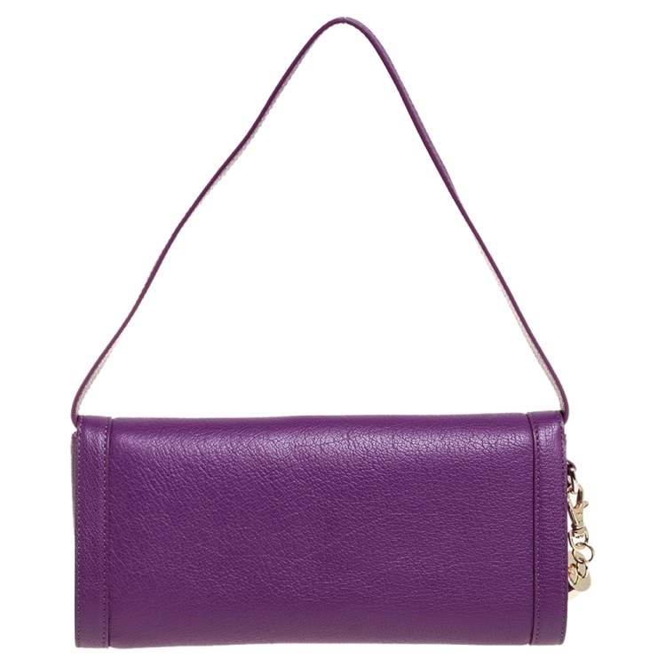 Pre Owned Aigner Purple Leather  Cavallina Flap Shoulder Bag