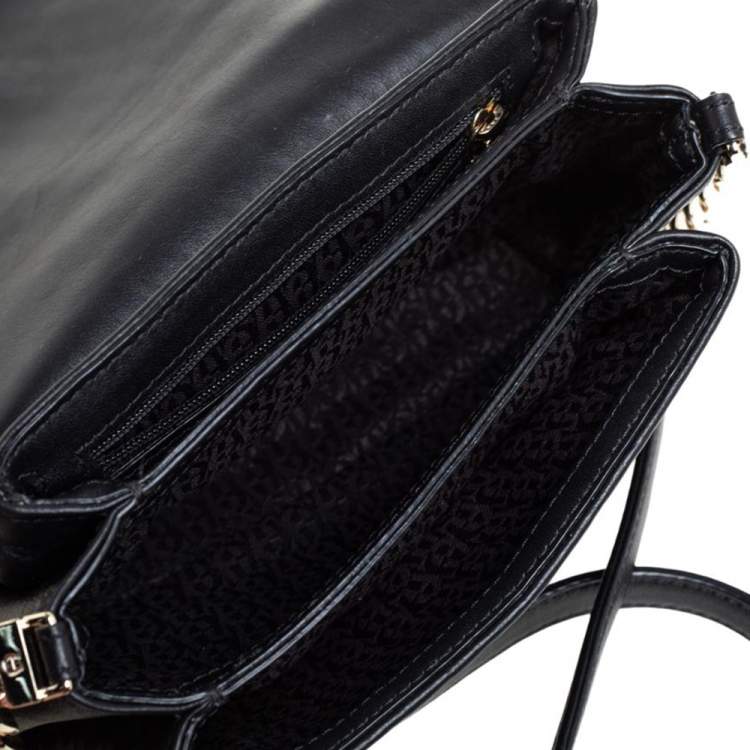 مملوكة مسبقًا Aigner Black Leather Flap Crossbody Bag