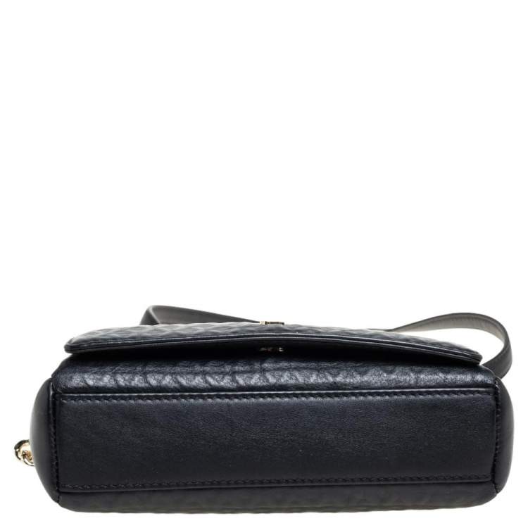 مملوكة مسبقًا Aigner Black Leather Flap Crossbody Bag