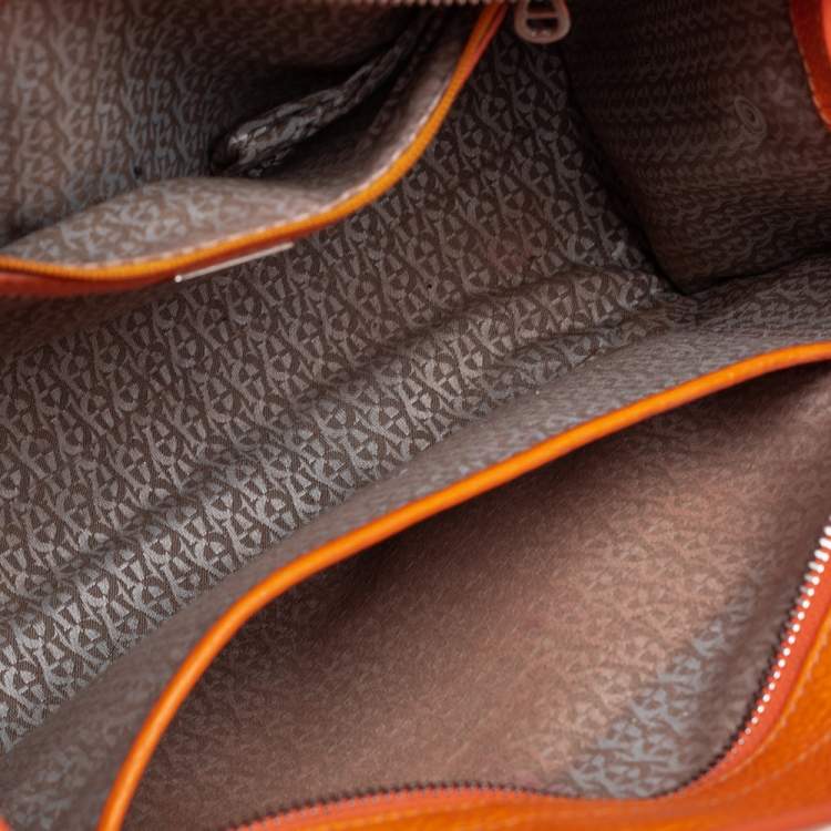 Pre Owned Aigner Orange Grained Leather Cybill Tote