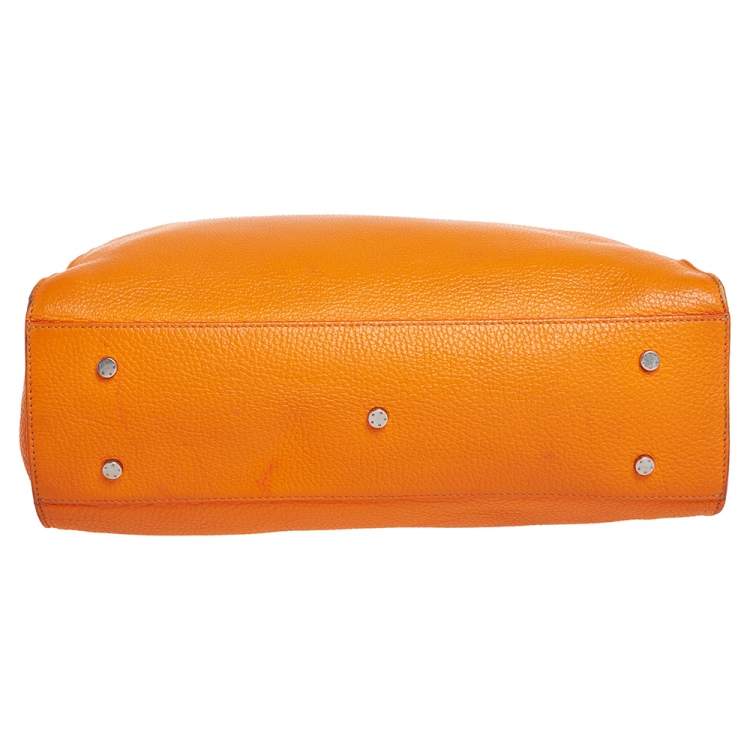 Pre Owned Aigner Orange Grained Leather Cybill Tote