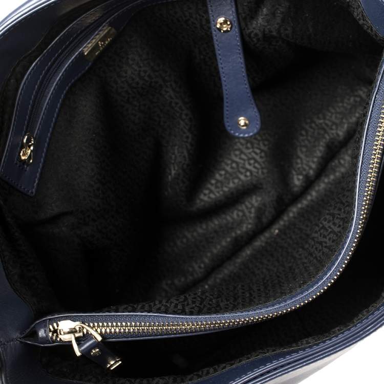 Pre Owned Aigner Blue Leather Flap Satchel