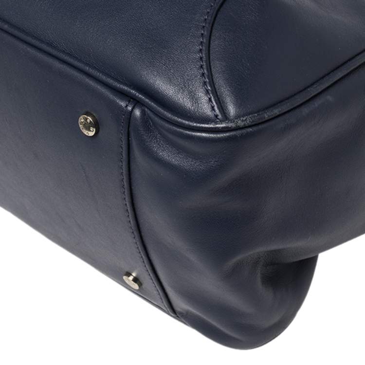Pre Owned Aigner Blue Leather Flap Satchel