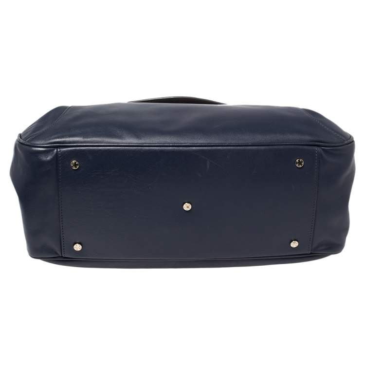 Pre Owned Aigner Blue Leather Flap Satchel
