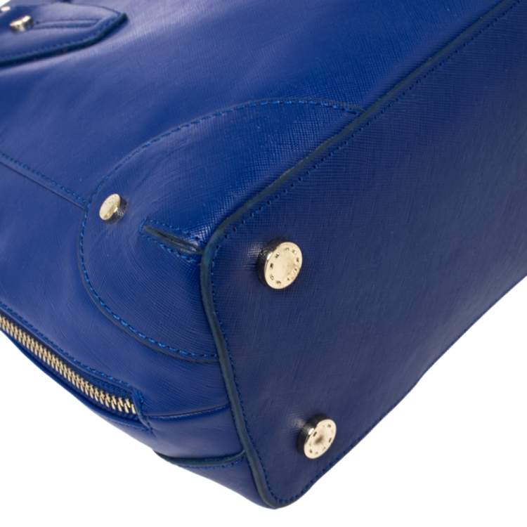 Pre Owned Aigner Blue Leather Side Zip Satchel