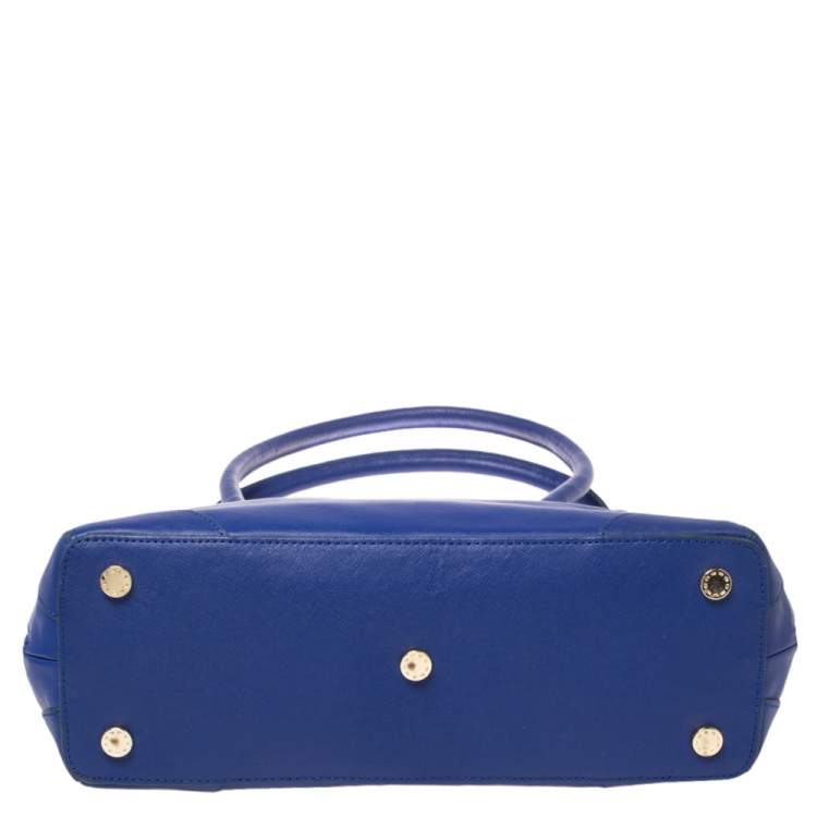 Pre Owned Aigner Blue Leather Side Zip Satchel