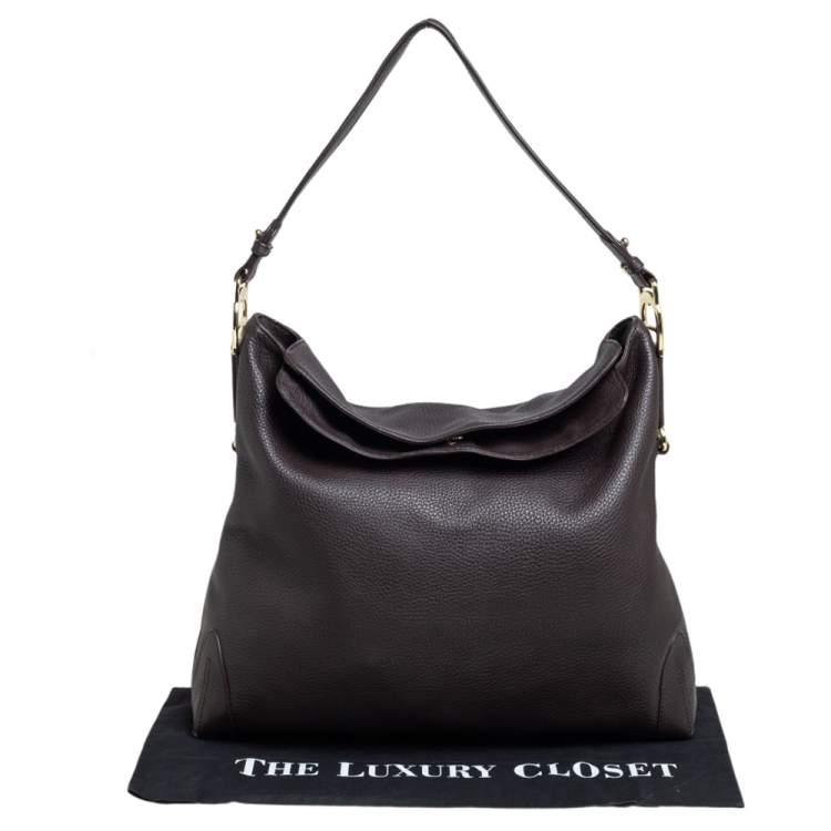 Pre Owned Aigner Dark Brown Leather Large Arya Hobo 
