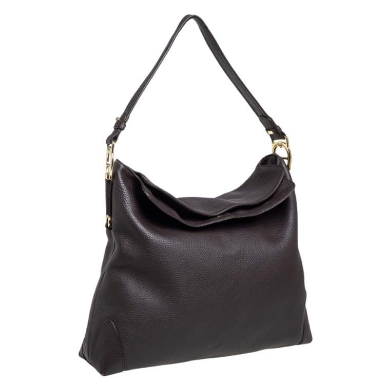 Pre Owned Aigner Dark Brown Leather Large Arya Hobo 