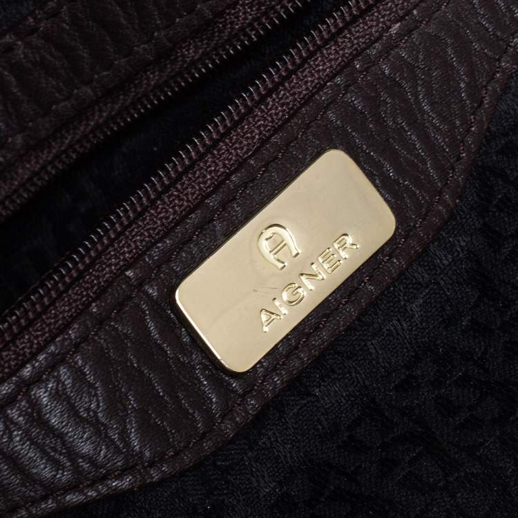 Pre Owned Aigner Dark Brown Leather Large Arya Hobo 