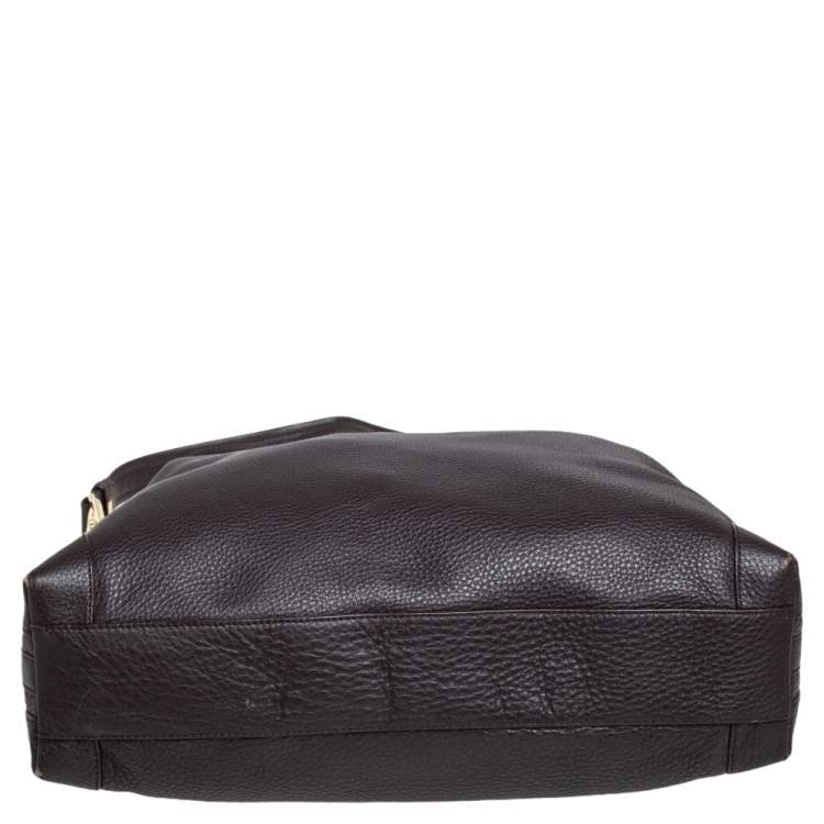 Pre Owned Aigner Dark Brown Leather Large Arya Hobo 