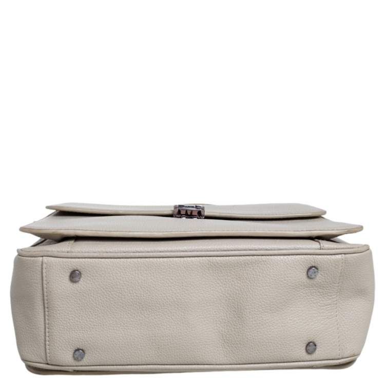 Pre Owned Aigner Beige Leather Genoveva Top Handle Bag