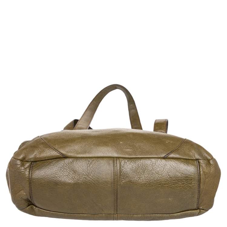 Pre Owned Aigner Green Leather Tote