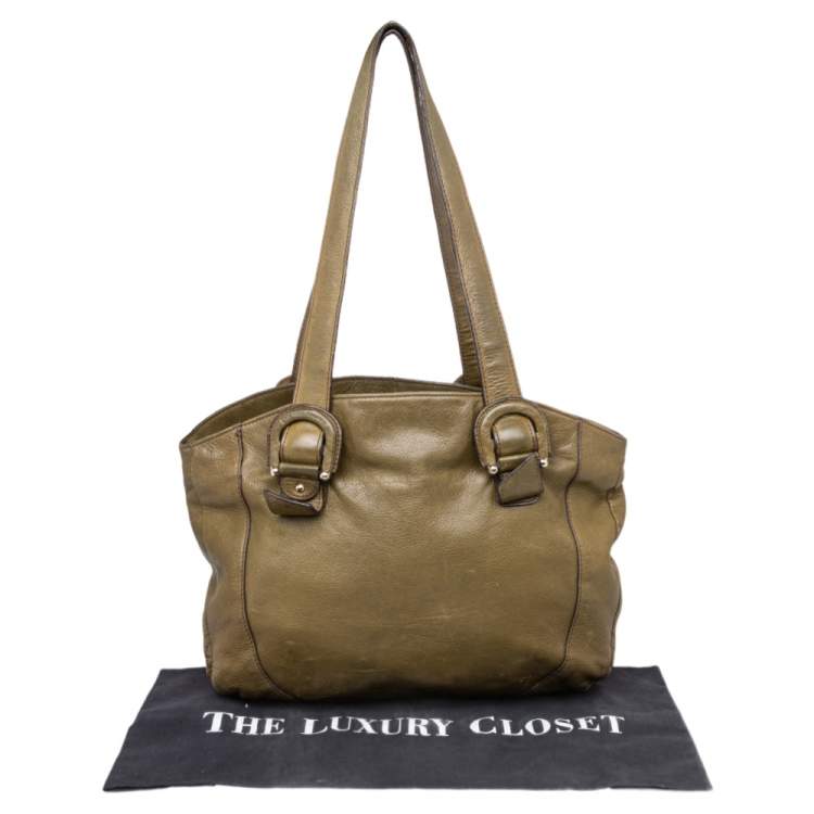 Pre Owned Aigner Green Leather Tote