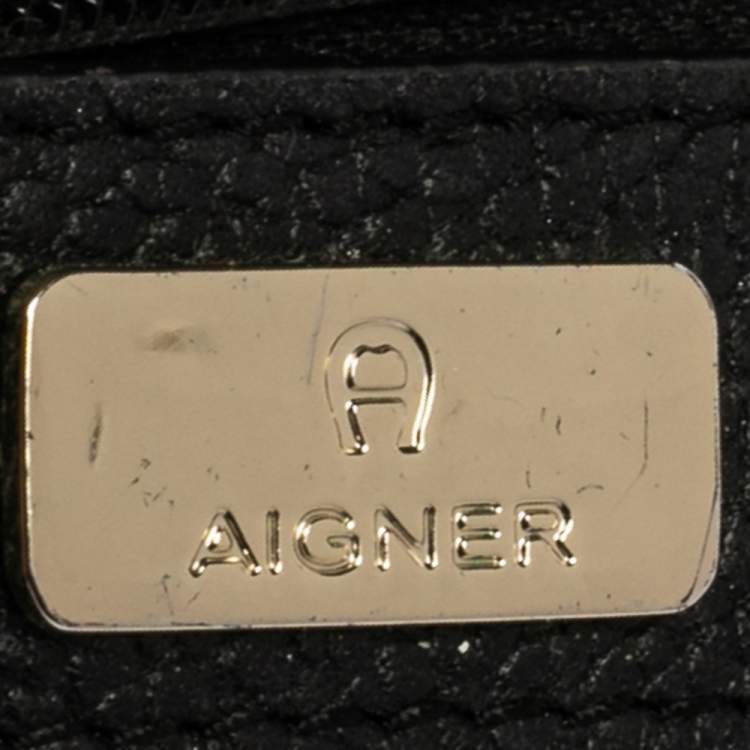 Pre Owned Aigner Black Leather and PVC Crossbody Bag