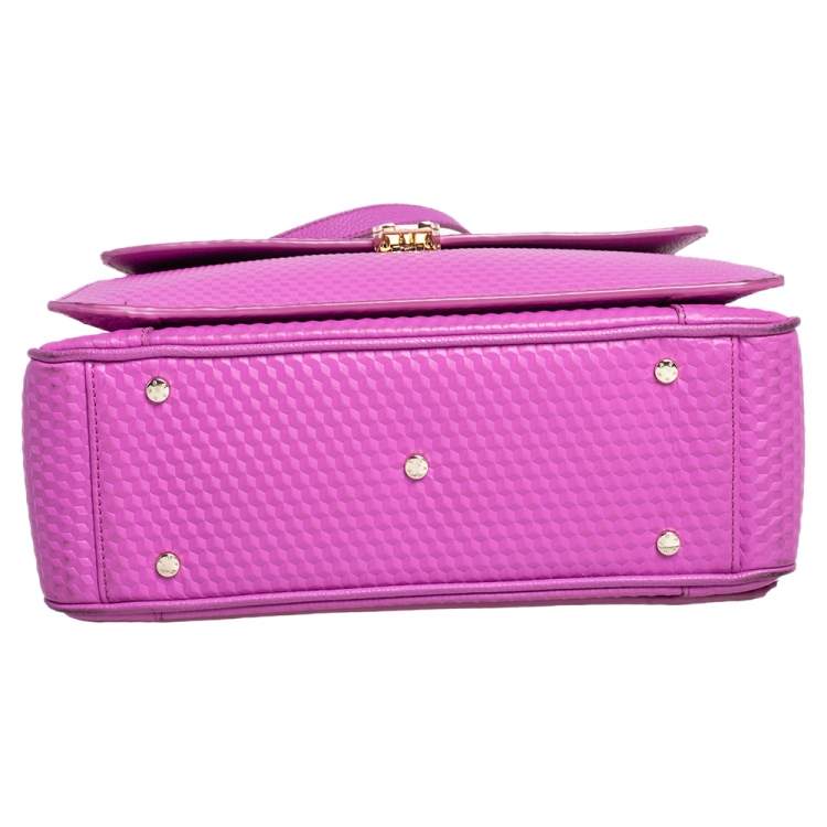 Pre Owned Aigner Pink Embossed Leather Genoveva M Top Handle Bag 