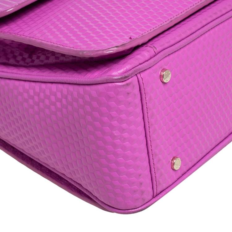 Pre Owned Aigner Pink Embossed Leather Genoveva M Top Handle Bag 