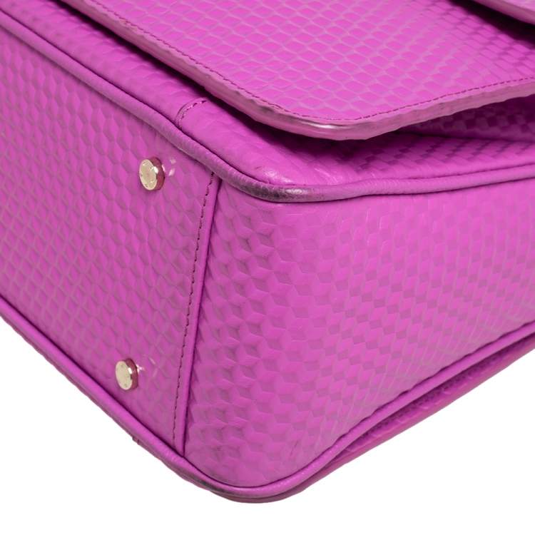 Pre Owned Aigner Pink Embossed Leather Genoveva M Top Handle Bag 