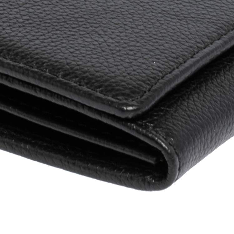 Pre Owned Aigner Black Leather Logo Flap Continental Wallet