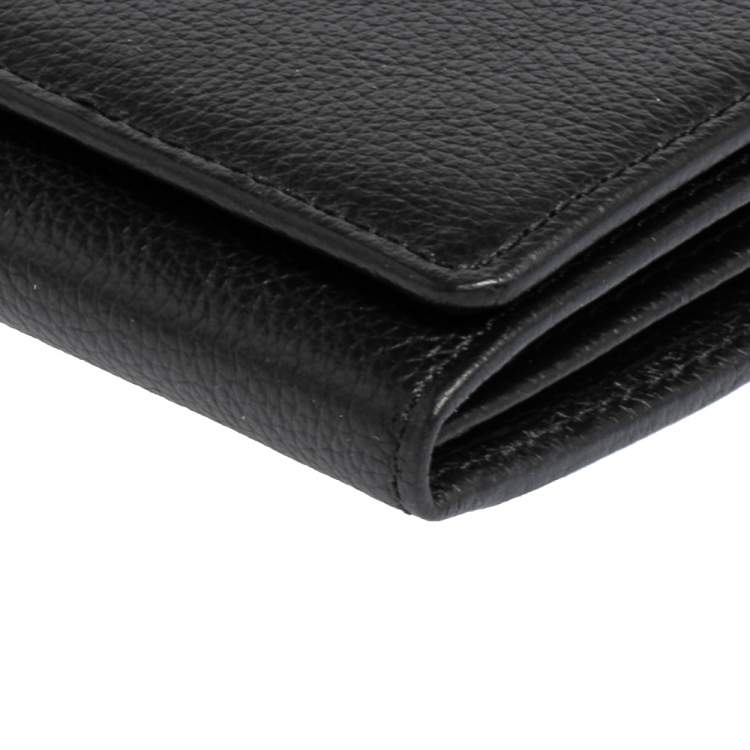 Pre Owned Aigner Black Leather Logo Flap Continental Wallet