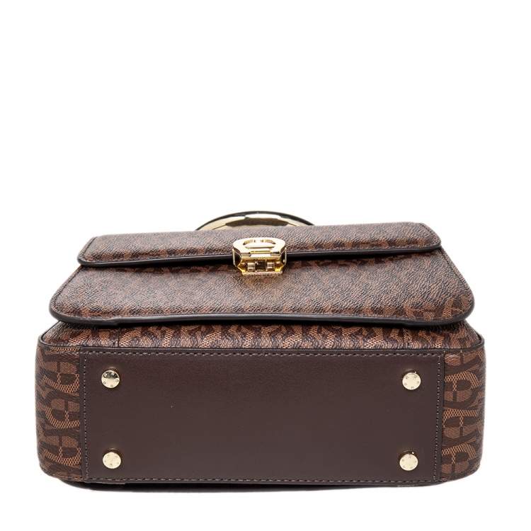 Pre Owned Aigner Brown Signature Coated Canvas Genoveva Top Handle Bag