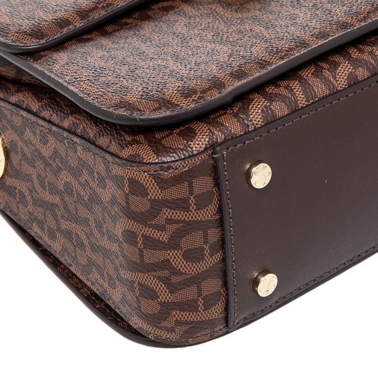 Pre Owned Aigner Brown Signature Coated Canvas Genoveva Top Handle Bag
