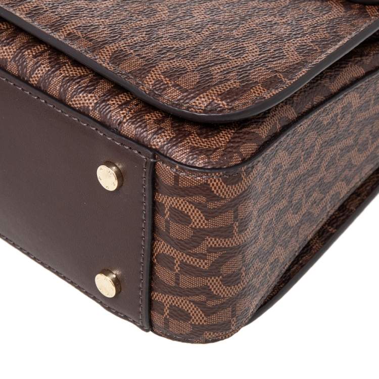 Pre Owned Aigner Brown Signature Coated Canvas Genoveva Top Handle Bag