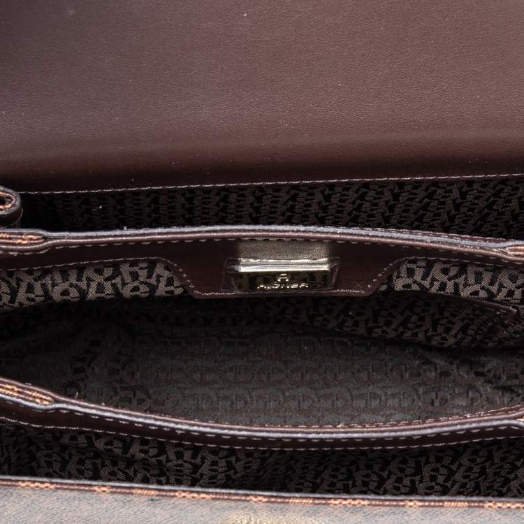 Pre Owned Aigner Brown Signature Coated Canvas Genoveva Top Handle Bag